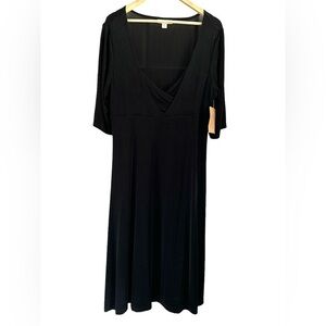 NWT Coldwater Creek Crossover Travallure Black Knit Travel Midi Dress - PXL